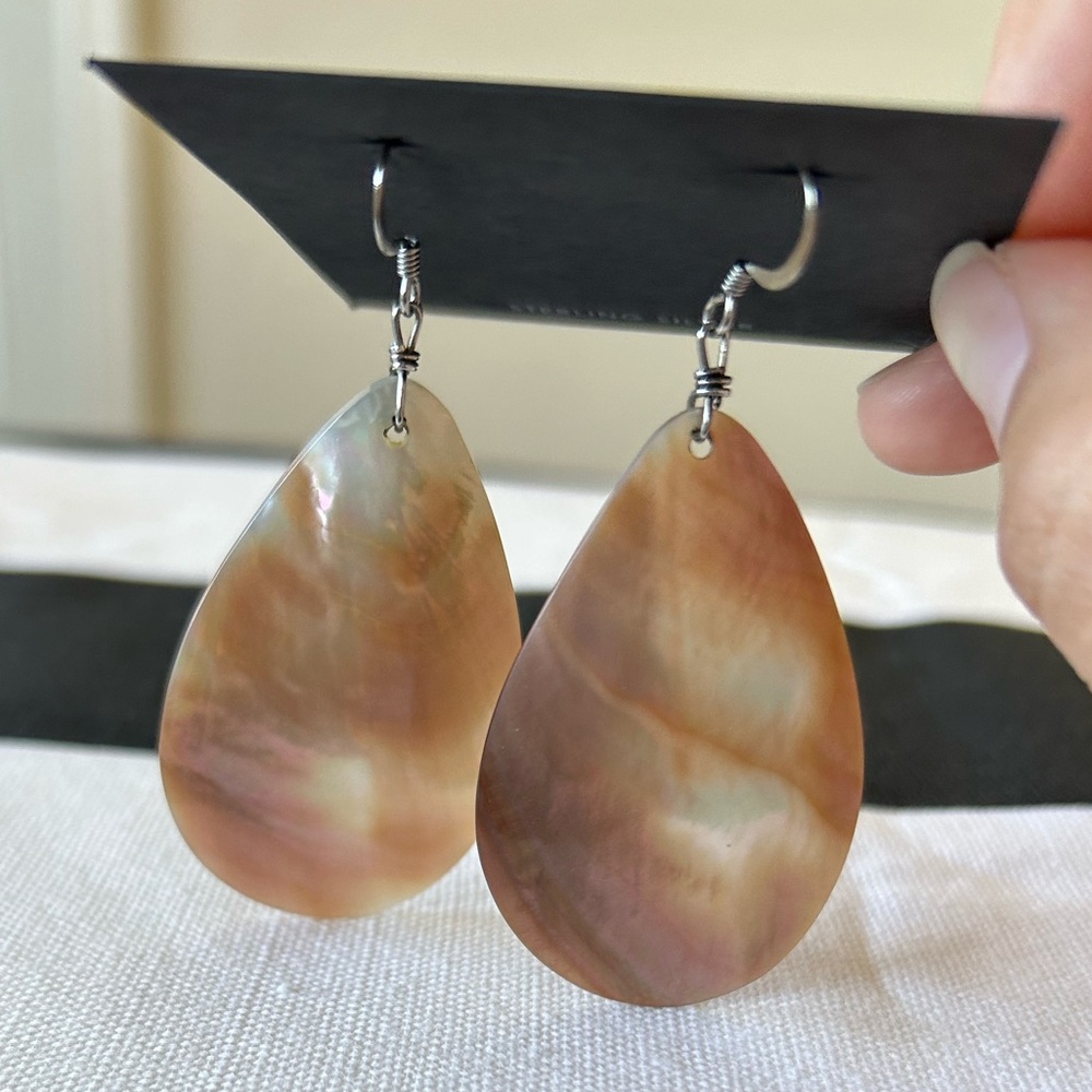 Abalone Shell Teardrop Dangle Earrings - image 3